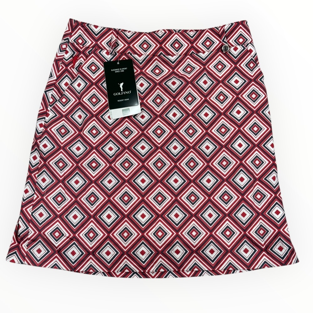 Brand New Golfino Golf Skort Women's Size 4 Red New Club Printed MSRP‎ $209